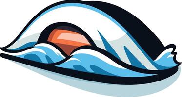 A cartoon style illustration of a wave breaking, with a hollow space in the center vector