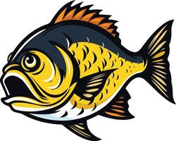 A bold and colorful illustration of a cartoon fish with an open mouth, perfect for logos, branding, or fishing related designs vector
