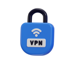 vpn icon with padlock icon 3d render concept of protected private network png