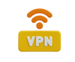 Safe VPN icon with wifi icon concept of internet security icon 3d render png