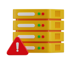 Data center with spam alert icon concept of cloud storage danger risk icon 3d render png