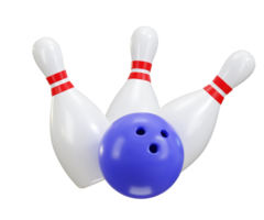 Bowling ball and pins icon 3d rendering illustration png
