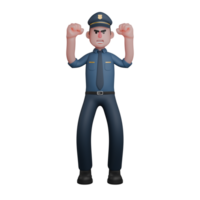 3D Model of Professional Male Police. A police officer stands with both fists clenched and a determined expression on his face png