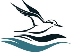 A stylized seagull soaring over waves, perfect for logo design, branding, and website designs vector