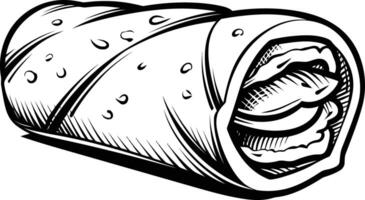 A simple line drawing of a burrito, perfect for menu design, food blogs, and recipe websites vector