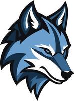 A bold and fierce blue wolf head logo, perfect for sports teams, businesses, and brands looking to convey power and strength vector