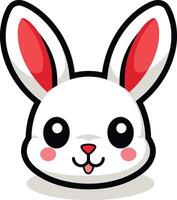 Cute cartoon rabbit face with big eyes and a playful expression vector