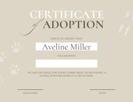 Pet Adoption Minimalist Certificate template