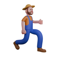 Agricultural Leader in 3D. A farmer stands upright with a smile holding flowers in his hands. Cartoon Male Farmer png
