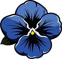 A vibrant blue pansy flower, drawn in a cartoon style, isolated on a white background vector