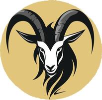 A bold and stylized illustration of a goat's head, perfect for logo designs, branding, and mascot concepts vector