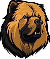Fierce chow chow dog head illustration vector