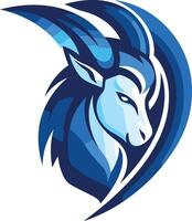 A striking blue and white logo featuring a stylized goat's head, perfect for sports teams, gaming clans, or any brand seeking a powerful and modern image vector