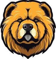 A close up illustration of a chow chow's face, with a fierce expression vector