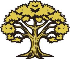 Stylized illustration of a tree with a thick trunk and spreading branches, perfect for logos, branding, and nature themed designs vector
