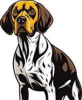 A detailed, element illustration of a german shorthaired pointer, standing proudly with a determined gaze vector