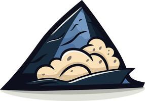 Cartoon illustration of a mountain peak with clouds vector