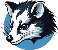 A bold, stylized illustration of a raccoon's head with a fierce expression, perfect for mascot designs, branding, or nature themed projects vector
