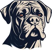 A powerful and striking illustration of a bulldog's head, with detailed features and a strong, imposing presence vector