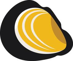 A simple, bold illustration of a yellow clam shell, perfect for branding, logos, or app icons vector