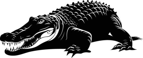 A powerful silhouette of an alligator in a menacing pose vector