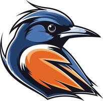 A powerful and dynamic bird logo with sharp lines and bold colors vector