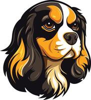 A charming cartoon illustration of a cavalier king charles spaniel with a friendly expression, perfect for pet related designs, branding, and social media vector
