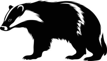 A bold black silhouette of a badger, a nocturnal creature known for its strength and resilience vector
