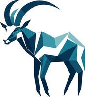 Abstract, geometric logo design of an oryx, featuring bold, blue and white shapes vector