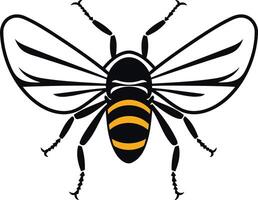 A simple yet striking element illustration of a bee with black wings and yellow stripes vector