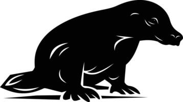 A bold, stylized silhouette of a badger in a sitting pose vector