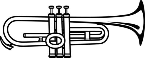 A simple line drawing illustration of a trumpet, perfect for educational materials, music themed designs, or as a simple and versatile graphic element vector