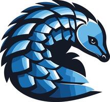 A powerful and dynamic logo featuring a blue pangolin in a curled up position, perfect for a gaming team, esports organization, or any brand seeking a fierce and unique image vector