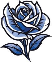 A stylized blue rose with intricate details and a bold, graphic aesthetic vector