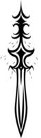 Stylish, abstract sword design in black and white vector