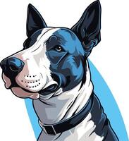 Cool and edgy illustration of a bull terrier dog with a black collar vector