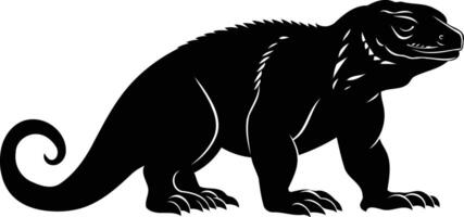 A striking black silhouette of a powerful iguana, perfect for adding a touch of wildness to your design projects vector