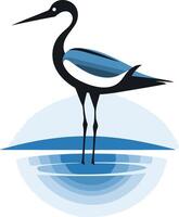 A stylized illustration of a bird standing in a pool of water, perfect for nature themed branding, logos, and websites vector
