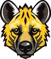 Aggressive, cartoon style hyena head illustration with a fierce expression vector