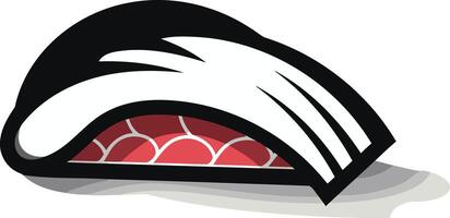 A stylized, cartoon like illustration of a single piece of sushi, perfect for use in branding, marketing, or menu design vector