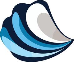 Abstract seashell logo design with blue and white color scheme, perfect for marine related businesses vector