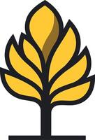 Simple, stylized tree logo with a yellow and black color scheme vector