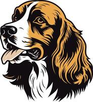 A striking illustration of a friendly looking dog with brown and white fur, perfect for pet related businesses, websites, and social media vector