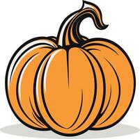 A simple, cartoon style illustration of a whole pumpkin with a curled stem, perfect for autumnal designs and fall themed projects vector