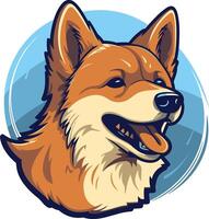 A playful and friendly cartoon shiba inu dog with a big smile, perfect for branding, merchandise, and social media vector