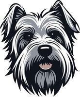 A charming illustration of a friendly looking dog with fluffy fur and big, expressive eyes vector