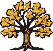 Stylized oak tree with intricate branches and leaves, perfect for branding, nature themed designs, or heraldry vector