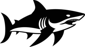 A powerful and striking black and white illustration of a shark, perfect for use in designs for sports teams, logos, or any project that needs a bold, predatory aesthetic vector