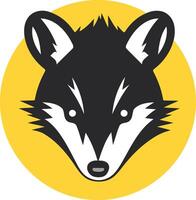 Bold and playful, this illustration features a raccoon's face against a bright yellow background vector