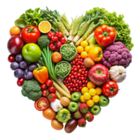 heart shaped vegetables and fruits on a transparent background png